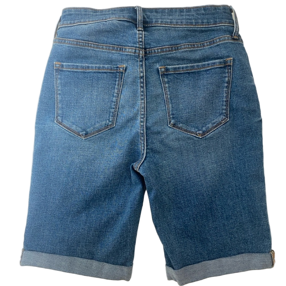 Old Navy High Rise Blue Denim Bermuda Shorts - Rolled Hem, Size 4 - Picture 2 of 9